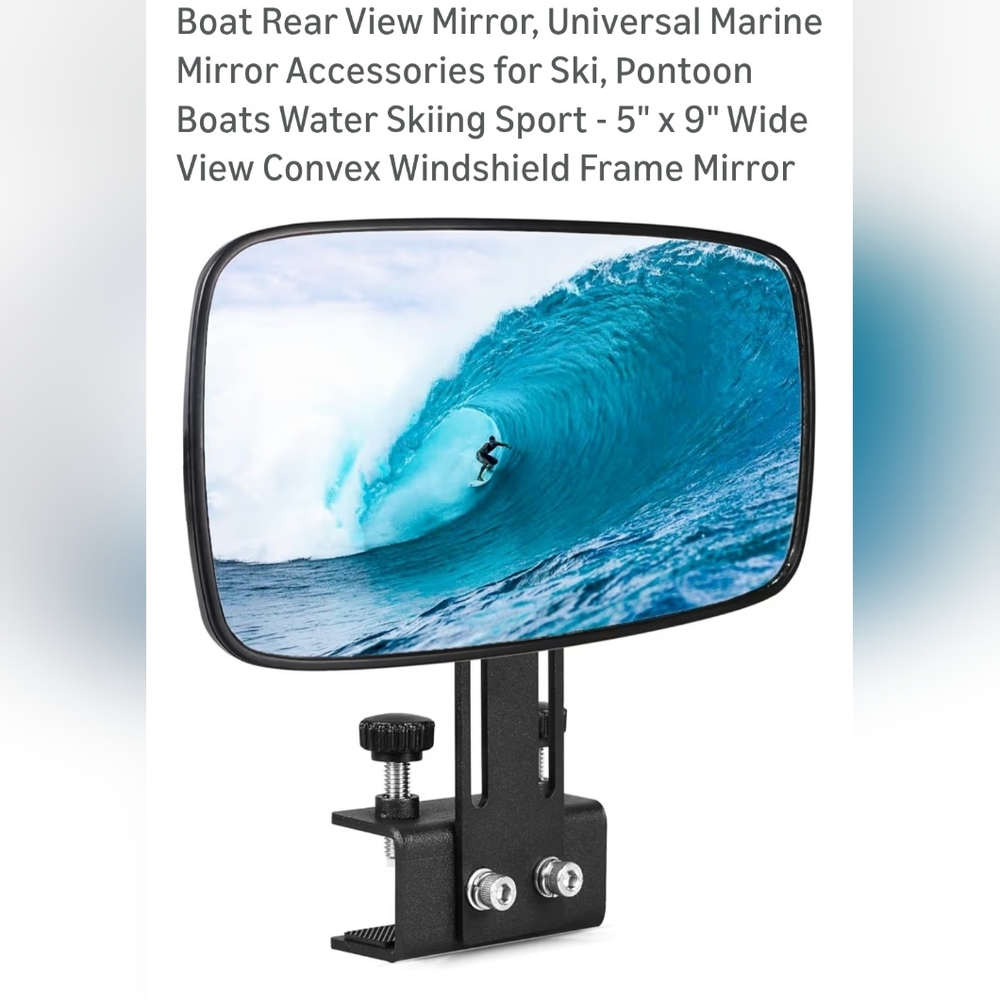 Universal Marine Rear View Mirror - Black